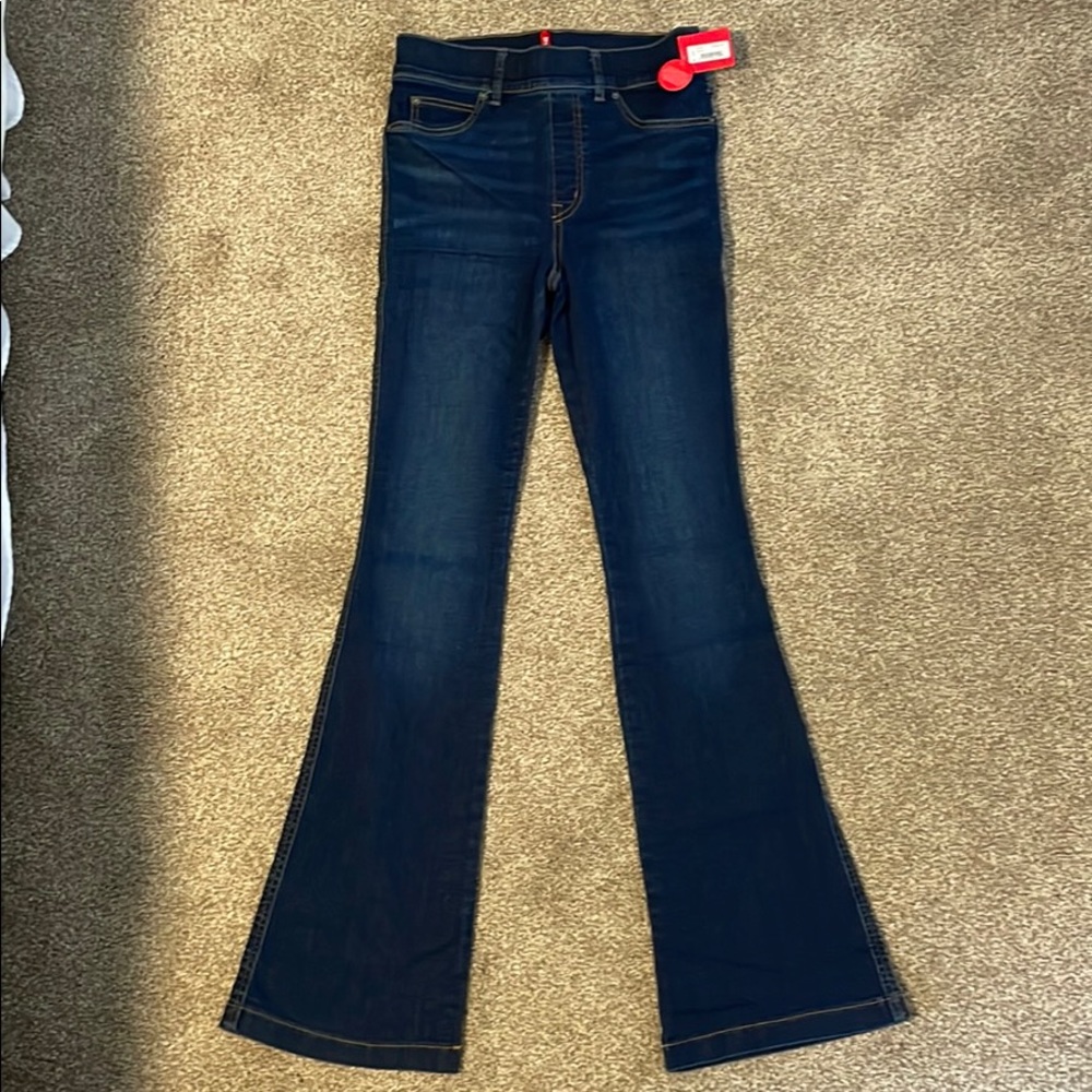 SPANX flare jeans, midnight shade, size small